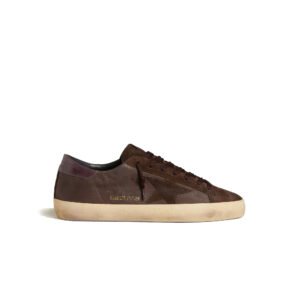 Golden Goose Super-Star LTD in brown nubuck with suede star and purple leather heel tab