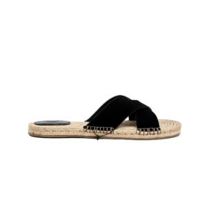 ZEGNA Black Suede Criss-Cross Espadrille Slides